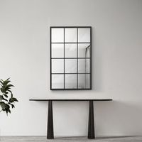 espejo cuadriculado de pared cupello con 12 piezas cuadradas mdf 90 x 60 cm - negro mate encasa