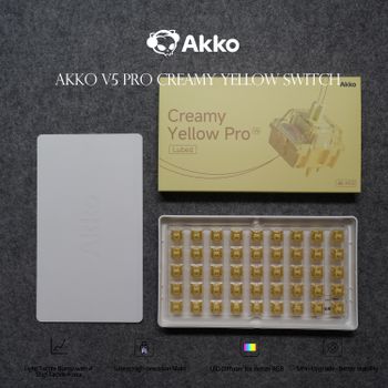 Akko V5 Pro interruptor amarillo crema 5 pines 50gf interruptor lineal Thocky lubricado de fábrica Compatible con teclado mecánico Cherry MX