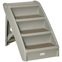 pawhut escalon portatil para mascotas con alfombras antideslizantes para cama sofa carga 20 kg 62x38x495 cm gris   aosom espana