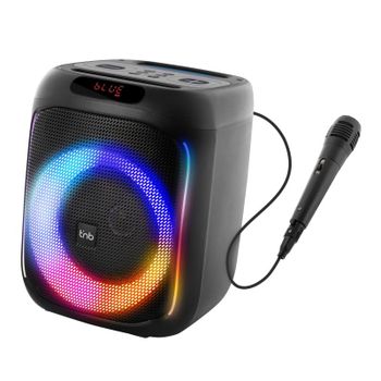 Altavoz para fiestas Cube Blaster 40W Bluetooth 5.0 LED RGB Karaoke USB SD Micrófono Negro