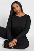 camiseta negra algodon manga larga mujer curvy y tallas grandes yours