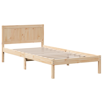 Cama Individual | Estructura De Cama Individual De Madera De Pino Natural Cfw70690