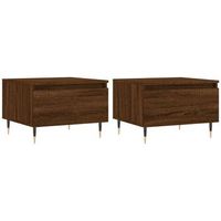 pack 2 uds mesas de centromesa auxiliarmesa de cafe madera ingenieria roble marron 50x46x35cm