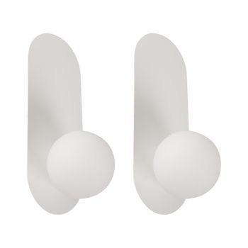 Conjunto De 2 Lámparas De Pared Ovaladas Con Pantallas Esféricas De Vidrio Opalino Blanco Leisi