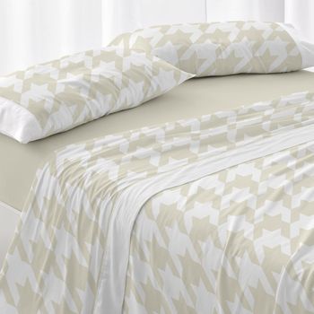 Juego De Sábanas 100% Algodón Cama De 180 Cm - Trigo - Burrito Blanco