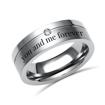 Anillo titanio grabado laser diamante 6mm