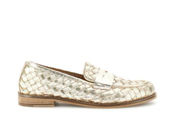 mocasines de piel tejida light gold