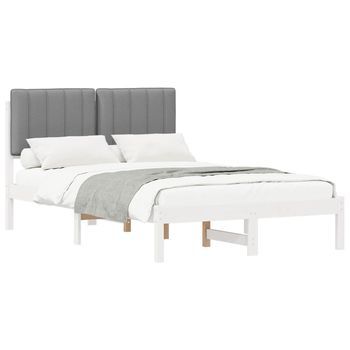 Estructura De Cama Con Cabecera Tapizada Y Gris Claro Vidaxl