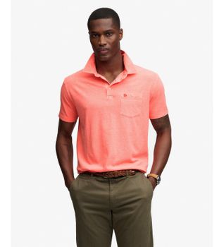 Superdry para hombre. M1110486A Polo Classic Lino coral (M), Casual, Algodón, Manga corta
