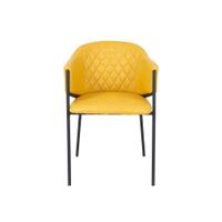 set 2 sillas cherry polipiel ocre patas metal negras
