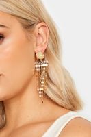 pendientes dorados largos cortina de discos