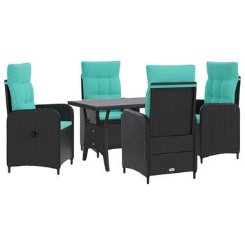 Juego De Comedor Para Exteriores 5 Uds. Negro Y Turquesa Vidaxl