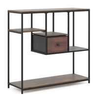 costway mesa consola 100cm con almacenamiento cajon y estanteria 4 niveles estilo industrial para sala y pasillo cafe