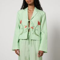 kitri cressida floral-embroidered lyocell-blend blazer - uk 14