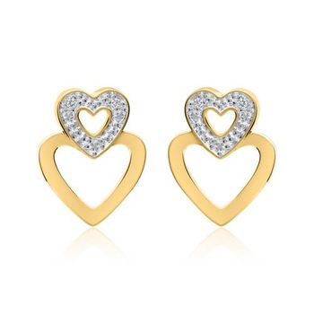 Pendientes corazón de oro 14 quilates con diamantes
