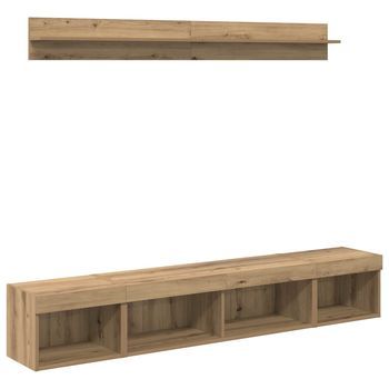 Conjunto De Mueble Para Tv De Pared 5 Uds. Roble Artisan Vidaxl