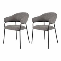 conjunto de 2 sillas de comedor grises y negras en tela