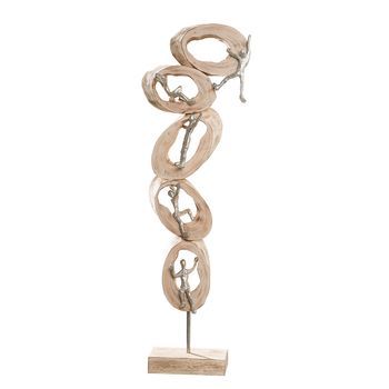 Gilde Escultura 'climb' Color Natural Con Figuras De Aluminio Plateado, H.77 Cm