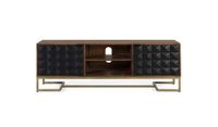 mueble tv fabricado a mano en madera de mango y patas doradas 150 cm