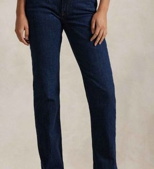 Polo Ralph Lauren para mujer. 211969407001 Jeans rectos de tiro alto azul (26/32), Casual, Algodón, Denim