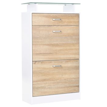 Mueble zapatero 60x24x105.5 cm madera natural