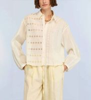 semicouture para mujer s6sg05 camisa edwina beige 42 casual algodon manga larga