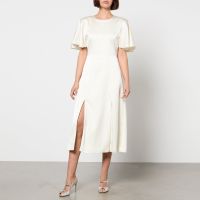rotate birger christensen satin slit midi dress - dk 38uk 10