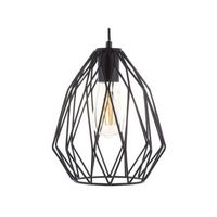 lampara de techo colgante 1 luz pantalla de alambre enjaulado negro calado estilo industrial magra