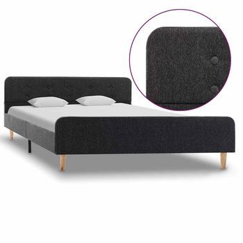 Estructura De Cama De Arpillera Gris Oscuro 140x200 Cm Vidaxl