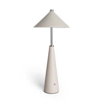 Lámpara De Mesa Led Portátil Cuero Y Metal Con Batería Usb Recargable Tyu Tule Beige