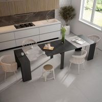 consola extensible efecto madera cemento 302x90x77cm