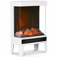homcom chimenea electrica 10002000w calentador de chimenea con llama led ajustable hasta 15-20 m 405x20x62 cm blanco