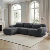 canape de esquina modular tejido de felpa con cojines sin montaje antideslizante espuma de alta elasticidad gris para salon y dormitorio