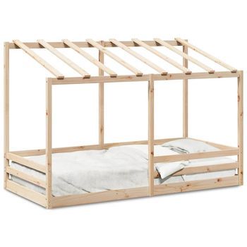 Cama Individual | Cama Infantil Con Techo Madera Maciza Pino 100x200 Cm