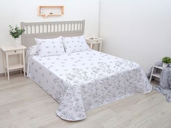 Colcha reversible unifabrics zoe + cojines