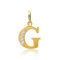 8 quilates colgante letra g de oro con circonita