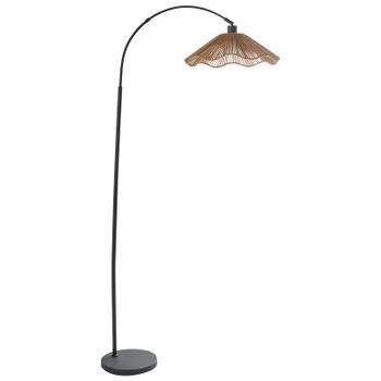 Lámpara De Pie Con Pantalla De Papel Hecha A Mano Y Base Metálica Estilo Rústico Boho Natural Migori
