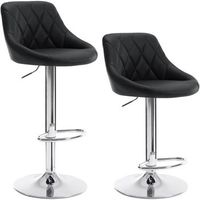 juego de 2 taburetes de bar con respaldo cuero sintetico39 x 47 x 104 cmregulable en alturanegrowoltu