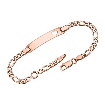 Pulsera corazón figaro chapada en oro rosa