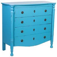 comoda de madera lacado azul envejecido de 4 cajones 100x40x90cmh cm
