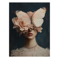 cuadro mujer con flores y mariposa alu dibond 30x40