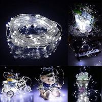 guirnaldas de luces solares luces solares para exteriores con 100 led alambre de cobre plateado de 33 pies 8 modos impermeables para exteriores