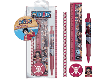 Pack papelería - Sherwood One Piece: bolígrafo, lápiz, sacapuntas, borrador y regla de 15 cm