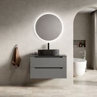 mueble de lavabo suspendido - mueble de bano - contrachapado - gris oscuro 80x46x622cm
