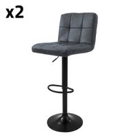 2x taburetes giratorios de bar piel sintetica antracita altura 63-83cm