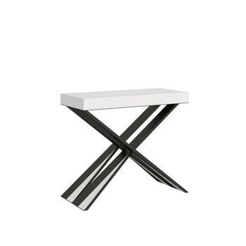 Consola Extensible 90x40/300 Cm Diago Premium Blanco Fresno Estructura Antracita