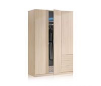 armario de 3 puertas y 3 cajones en roble 121x180 cm hexa roble 121 x 180 x 52 cm