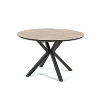 mesa extensible o 120-160 cm con patas metalicas y tablero efecto madera - sebastian