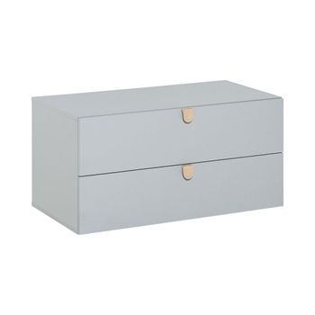 Cómoda gris 2 cajones con tiradores madera - gris