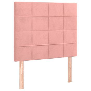 Cabecero Cama Mueble De Dormitorio Con Luces Led Terciopelo 90 X 5 X 118/128 Cm Rosa M02_0002788